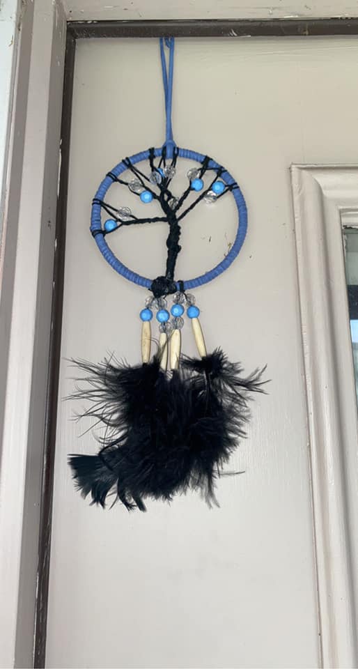 Handmade Blue & Black Tree of Life Dream Catcher